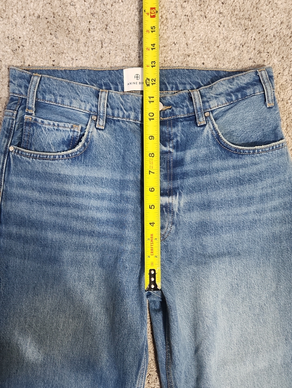 Anine Bing Roy Rigid Cotton Split Hem Jeans in Nordic Blue Size 29 - Picture 10 of 14